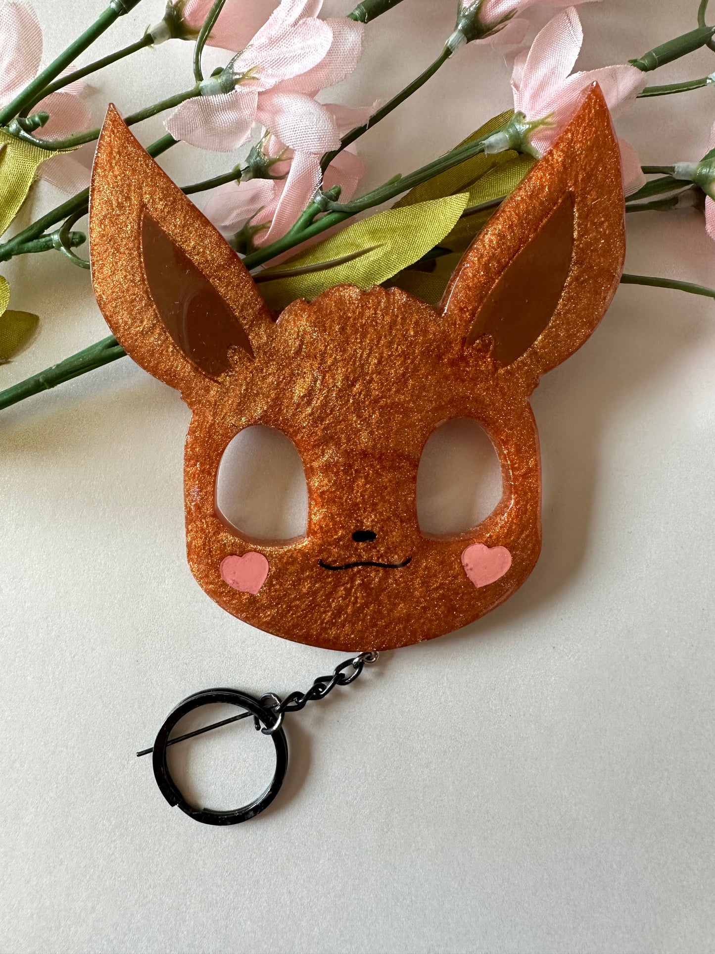 Handmade Basic Brown Fox Defense Keychain
