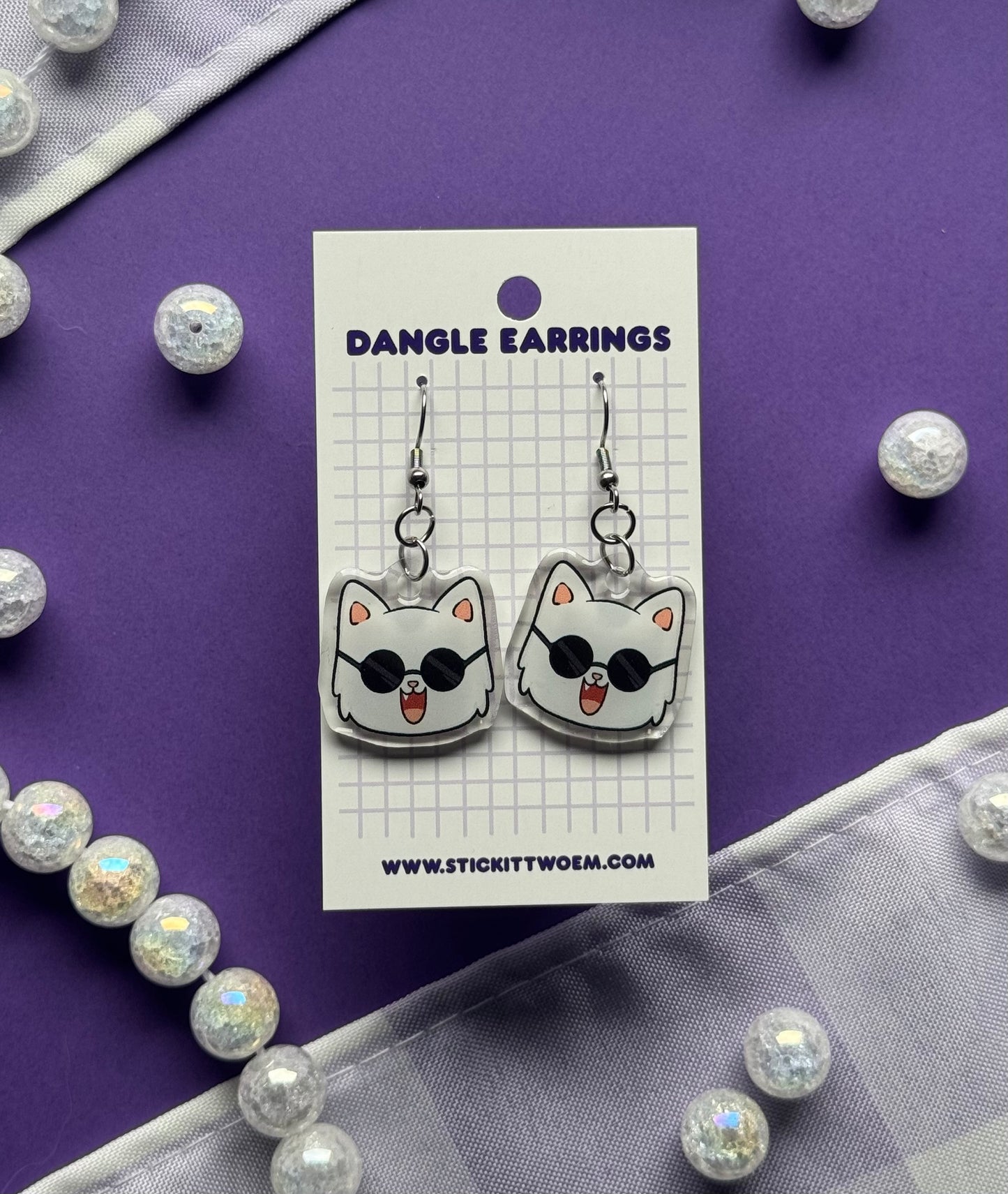 Glasses Kitty Dangle Earrings