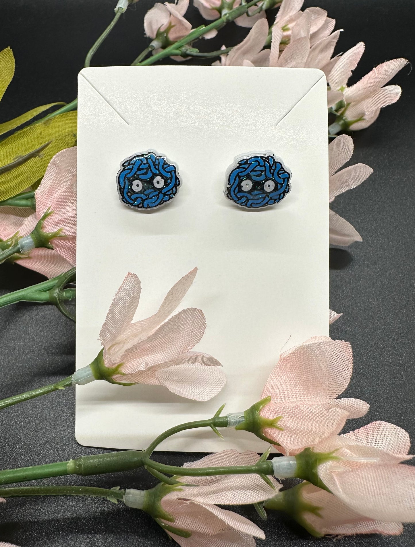 Blue Tangled Brain Earrings