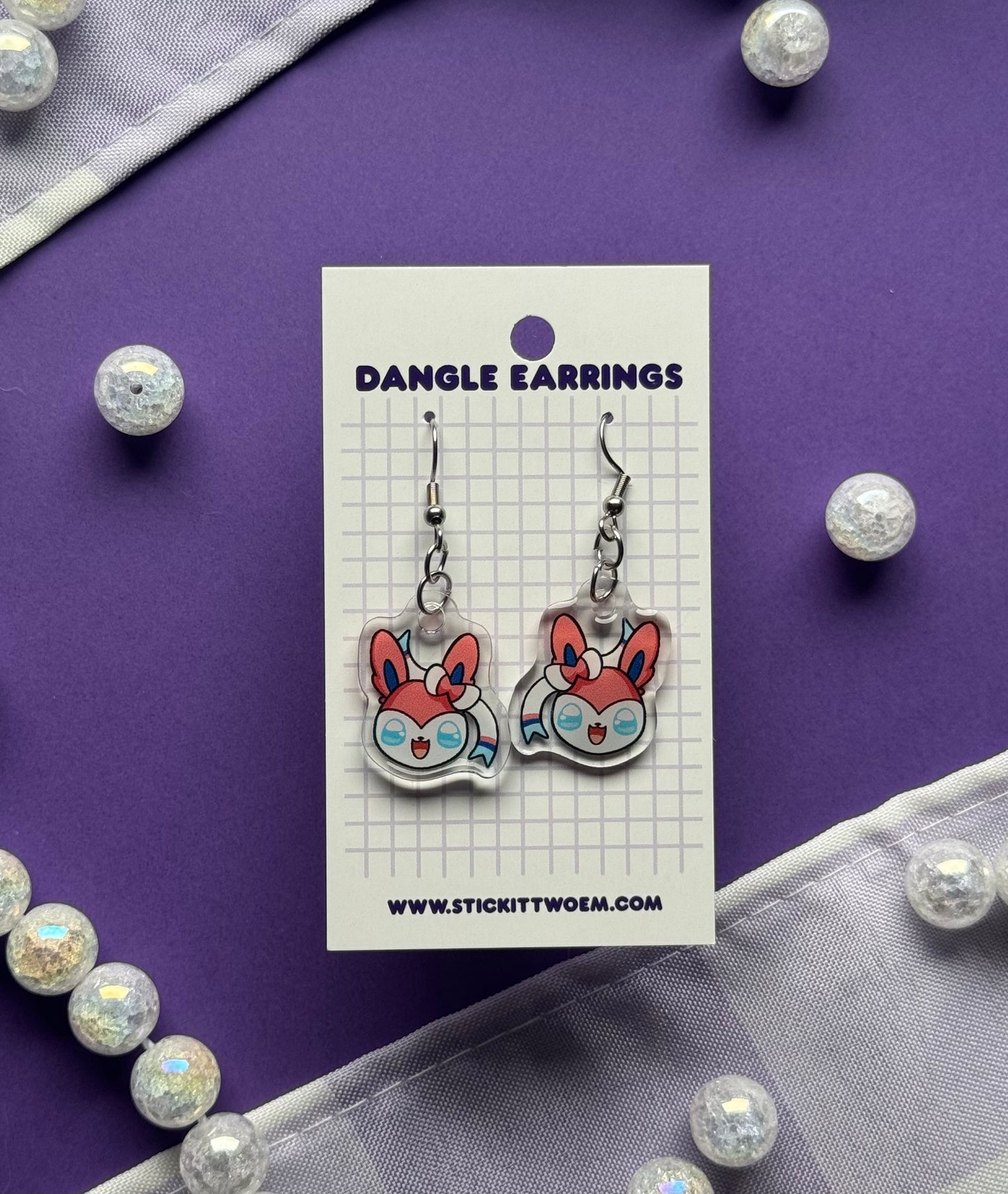 Pink Fairy Fox Dangle Earrings