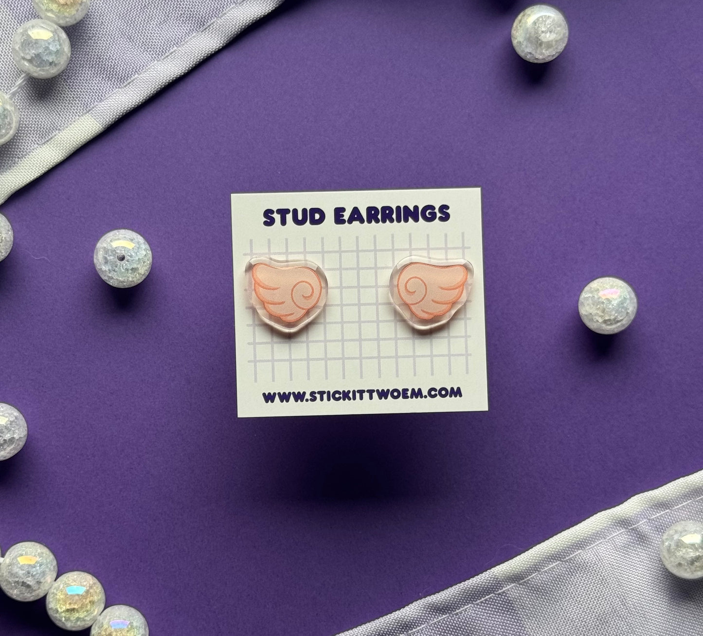 Pink Wings Stud Earrings