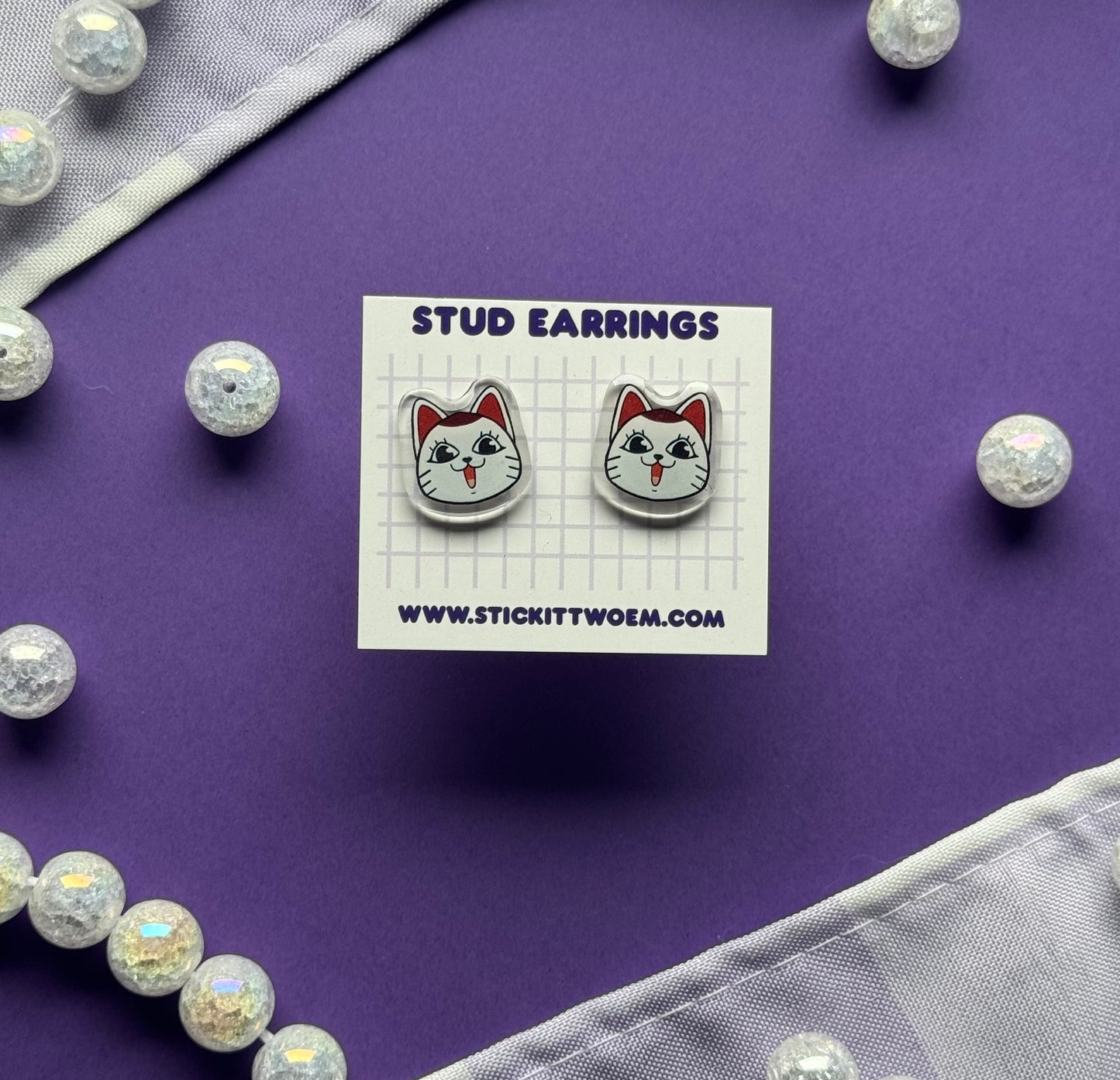 Grandma Cat Stud Earrings