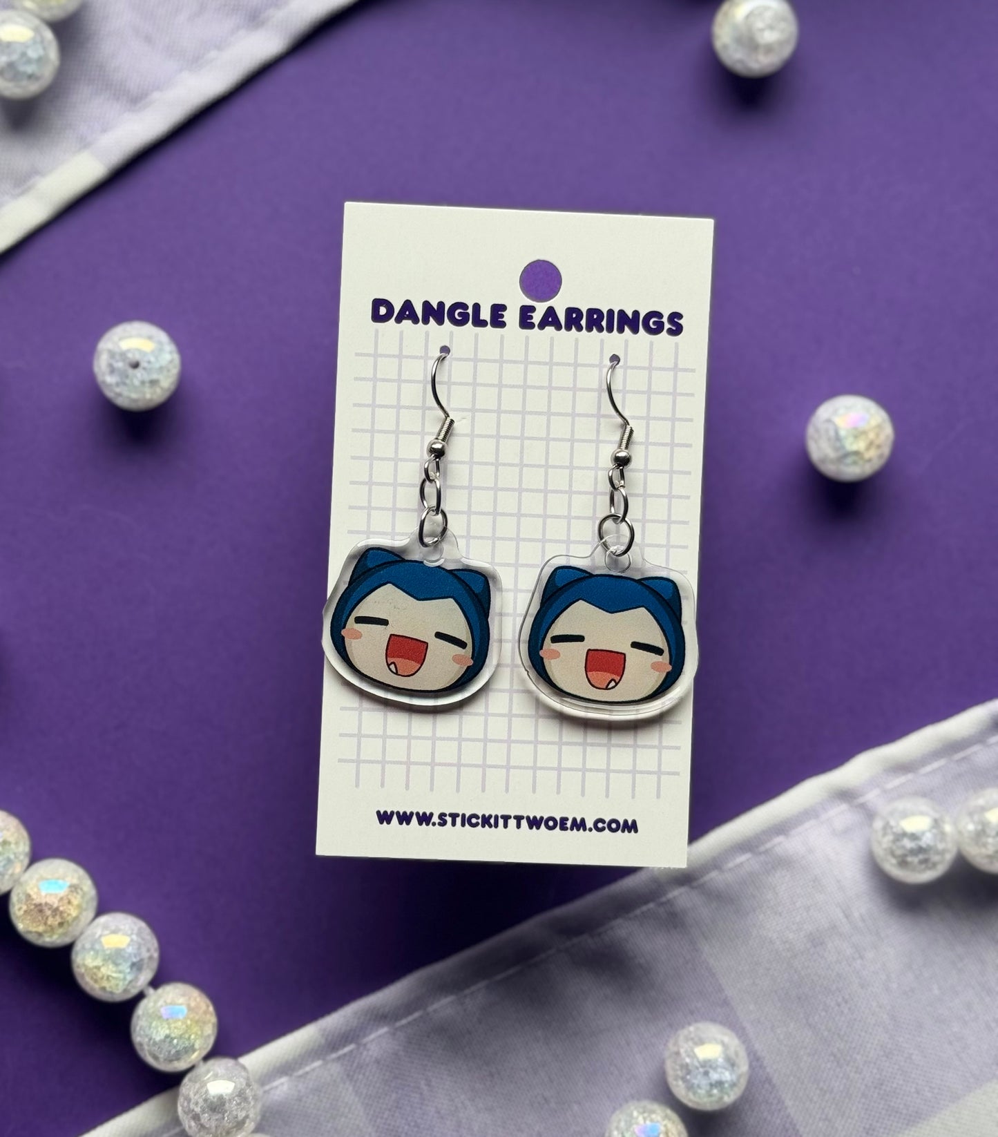 Sleepy Monster Dangle Earrings