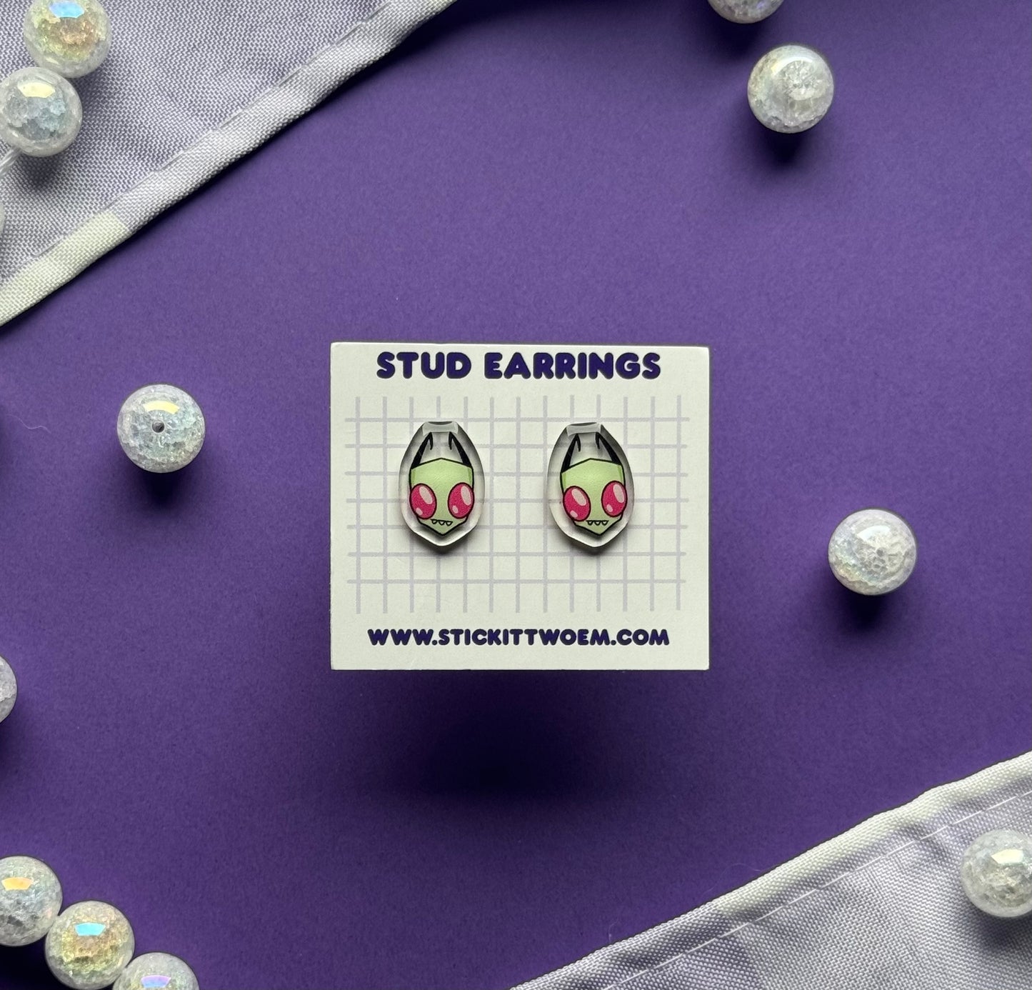 Invader Alien Stud Earrings
