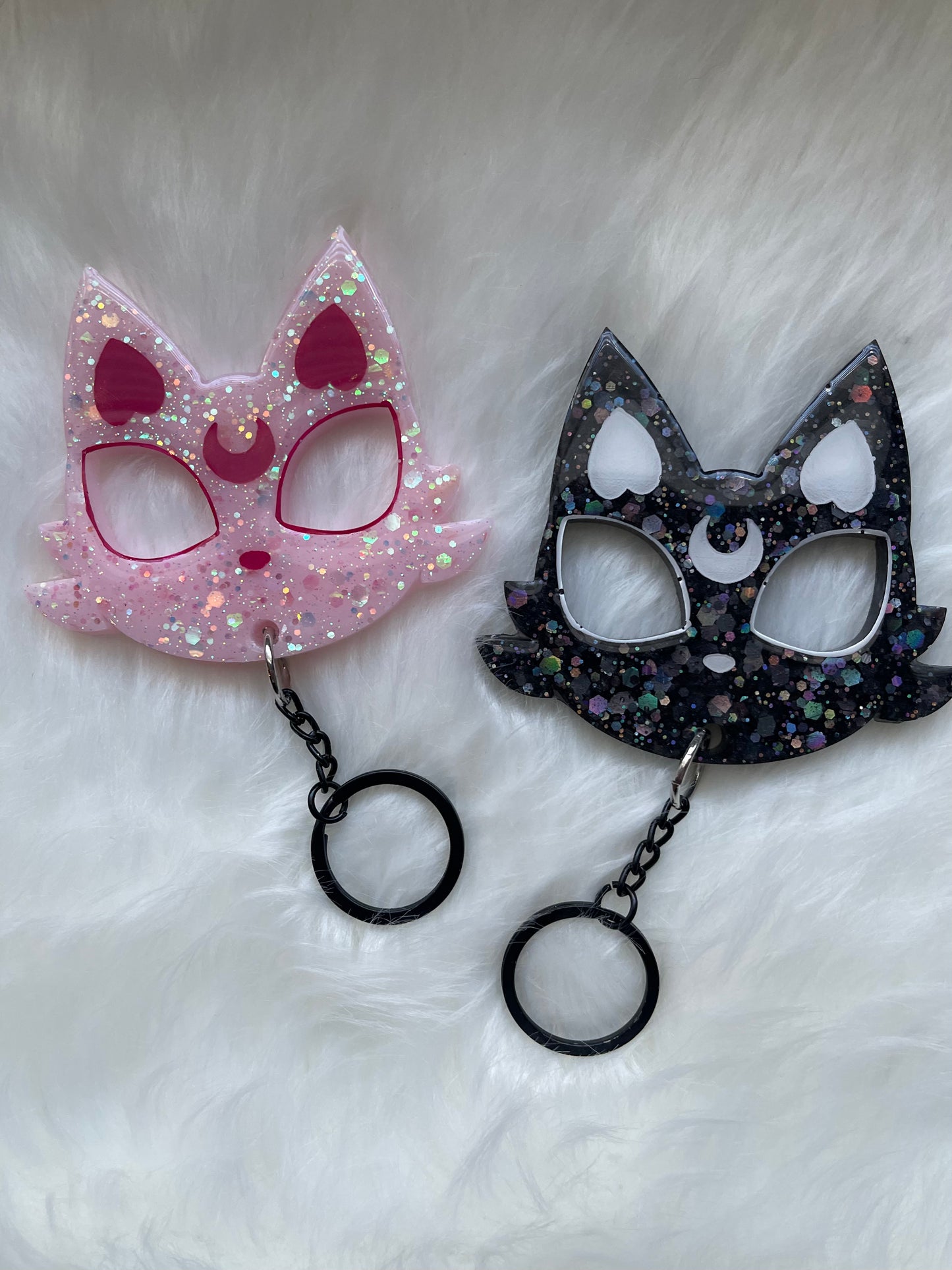Lunar Spirit Kitty Handmade Resin Defense Keychain