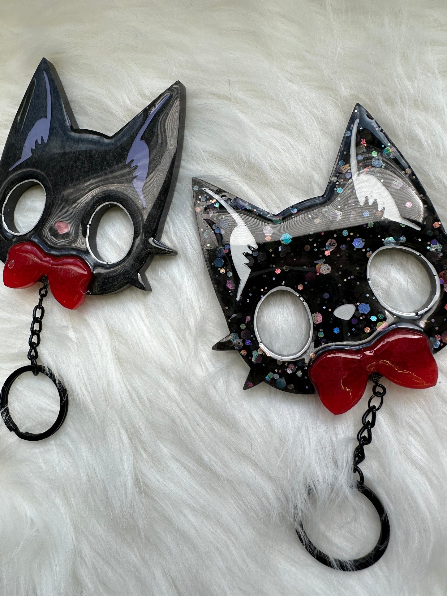 Adorable Kitty Jiji Red Bow Resin Handmade Keychain