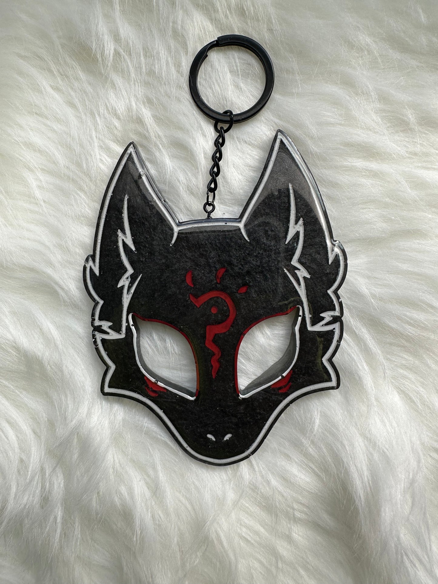 Kitsune Dog Custom Resin Homemade Keychain