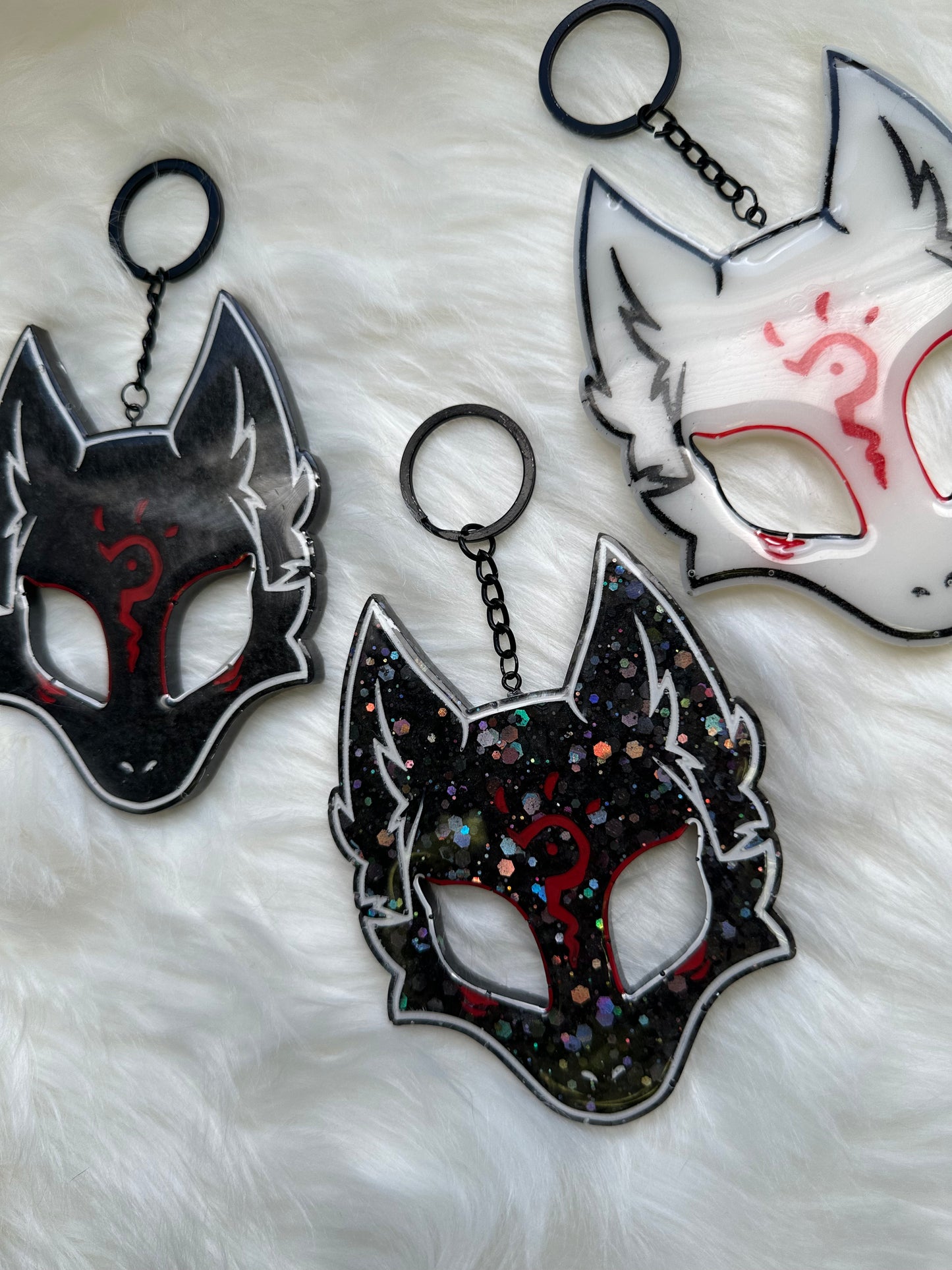 Kitsune Dog Custom Resin Homemade Keychain
