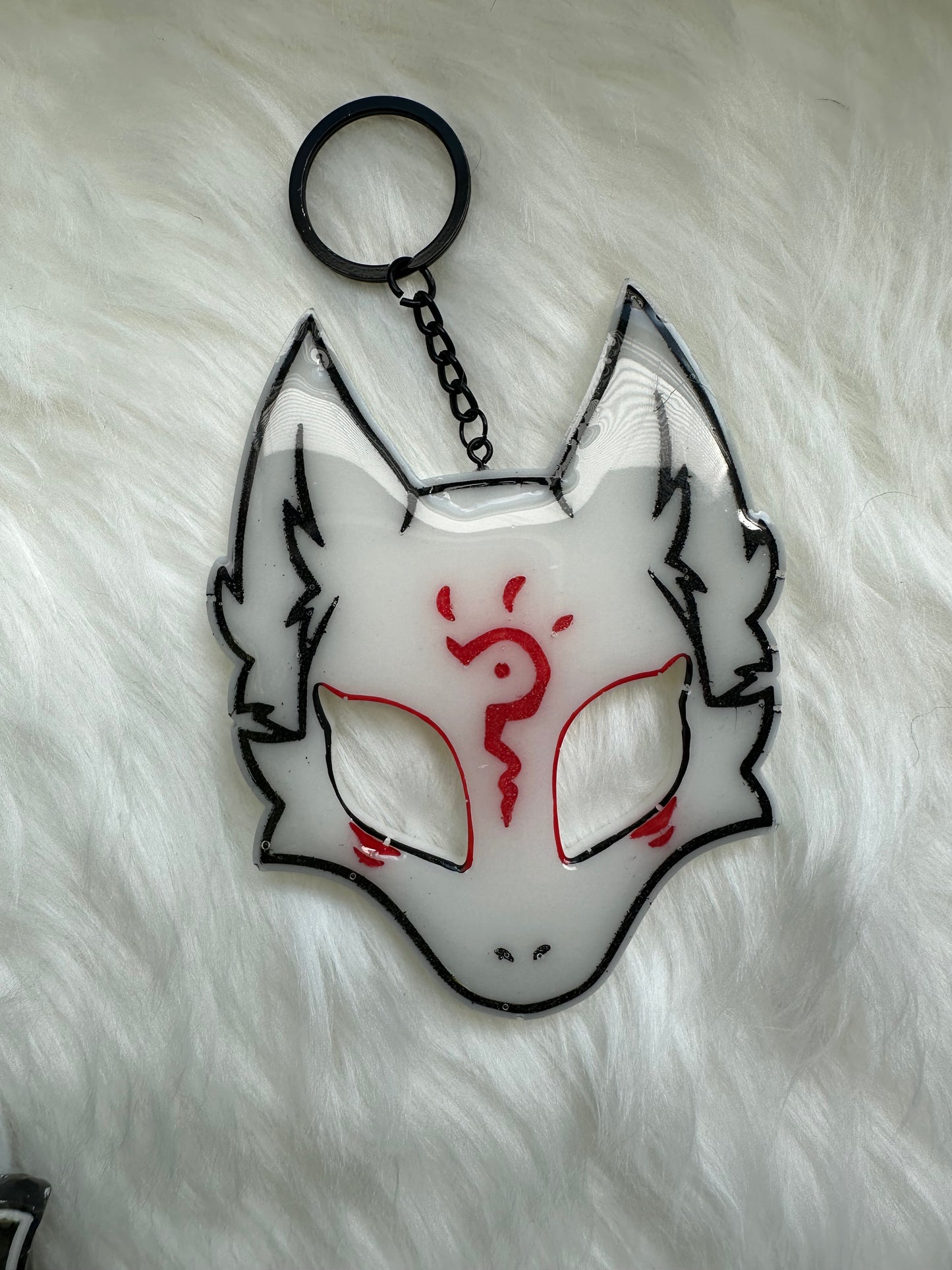 Kitsune Dog Custom Resin Homemade Keychain