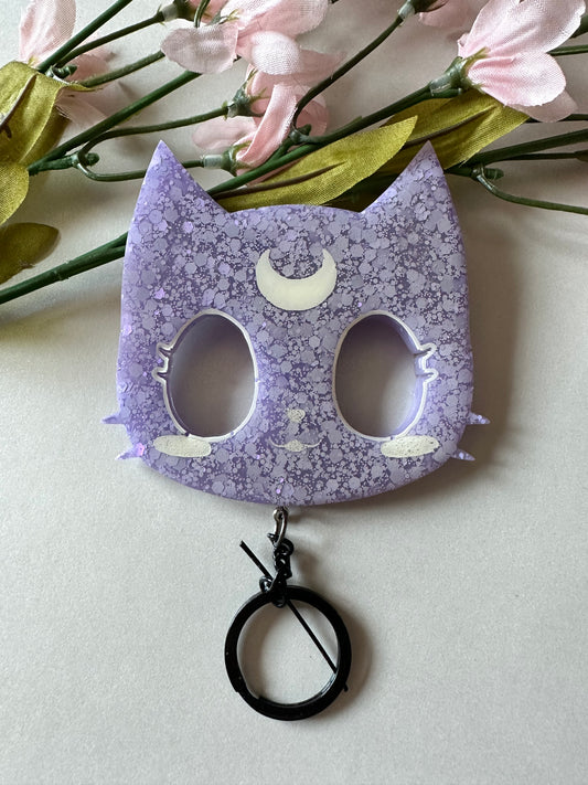 Handmade Purple Moon Kitty Princess Defense Keychain