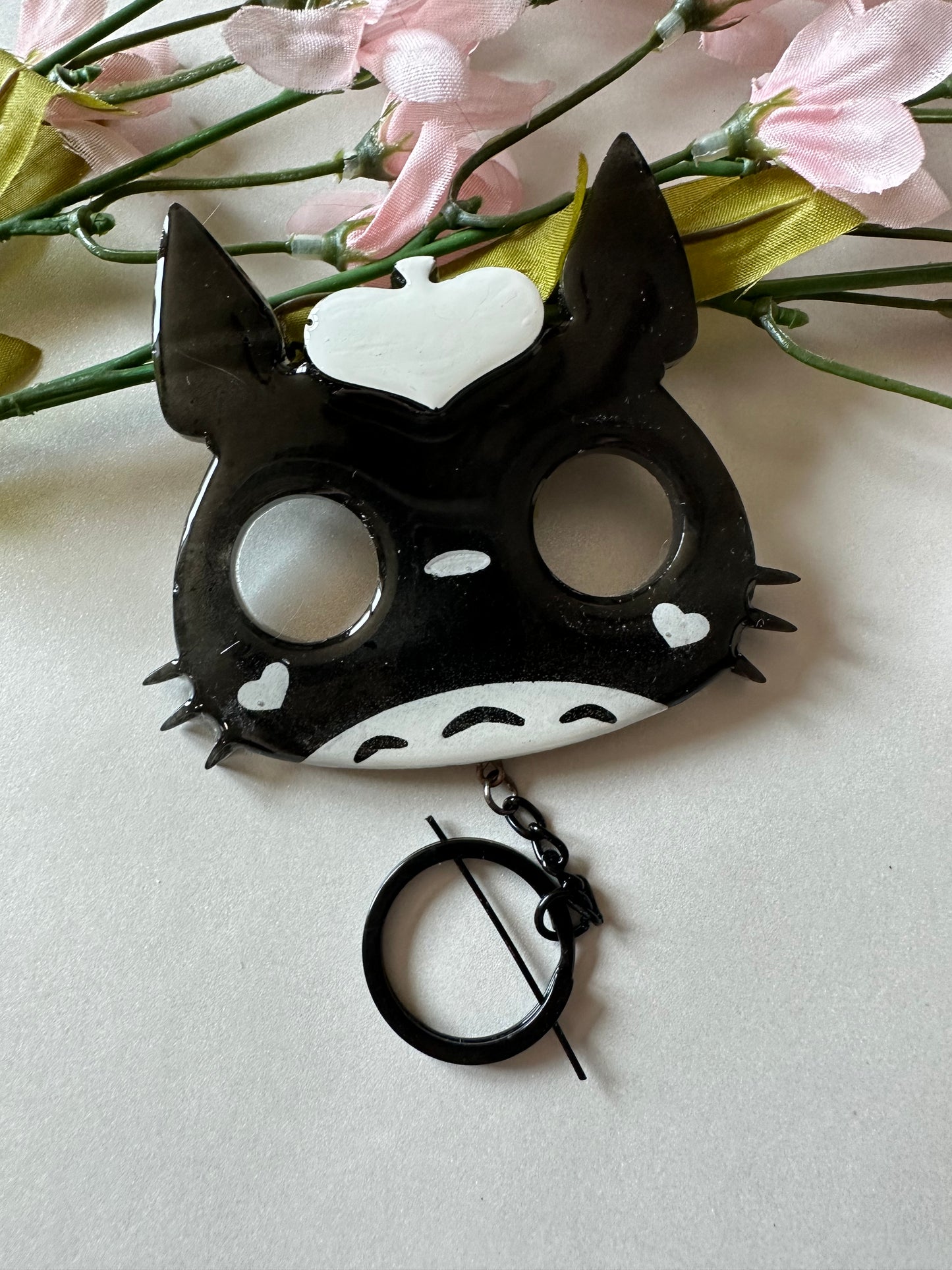 Handmade Black Squishy Forest Bear Defense Keychain