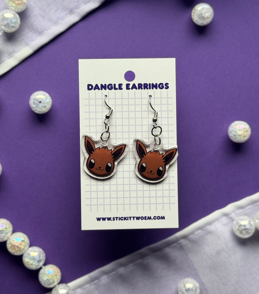 Fluffy Fox Dangle Earrings