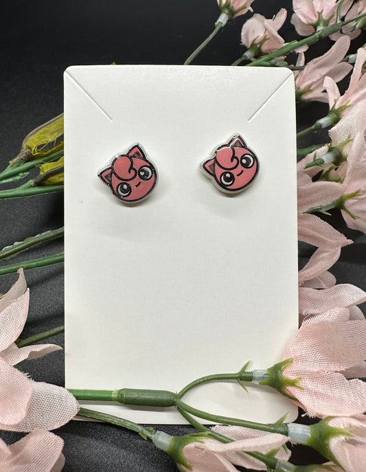 Pink Singing Squishy Monster Earrings