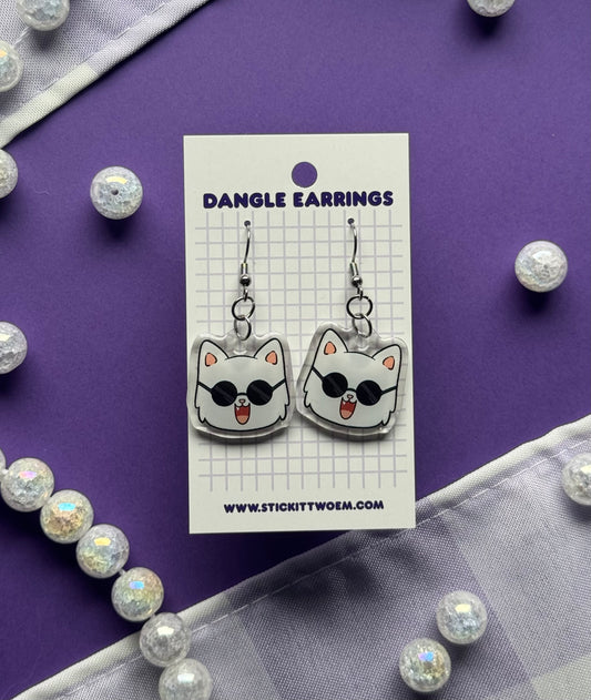 Glasses Kitty Dangle Earrings