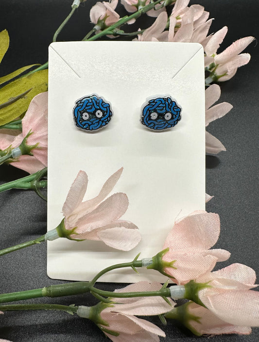 Blue Tangled Brain Earrings