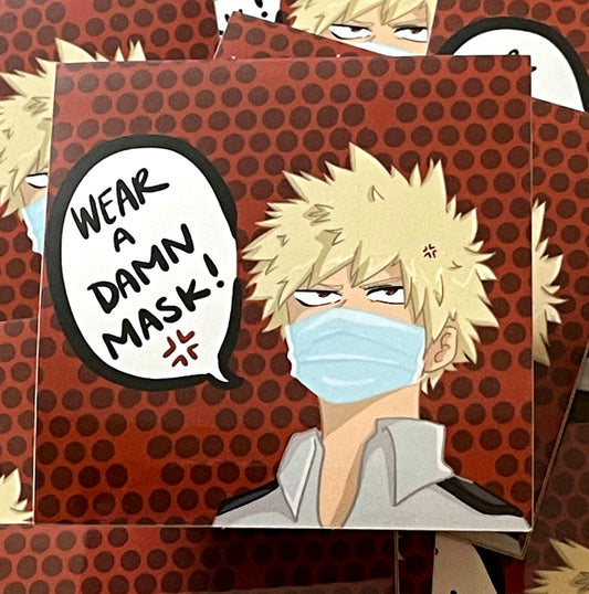 Wear a Mask Bakugo Vinyl Sticker