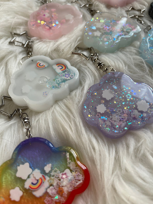 Fluffy Cute Resin Handmade Shaker Cloud Keychains