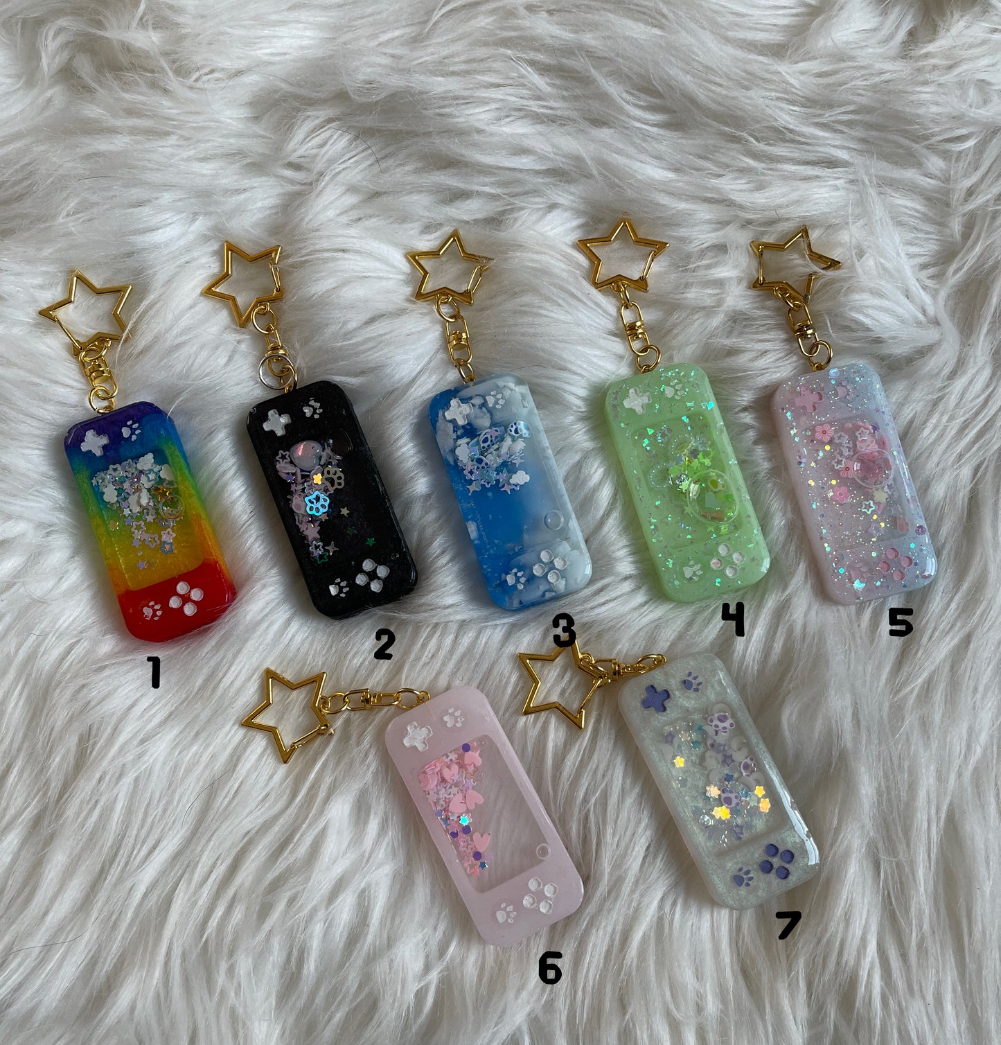 Adorable Handmade Sparkle Resin Video Game Controller Keychain