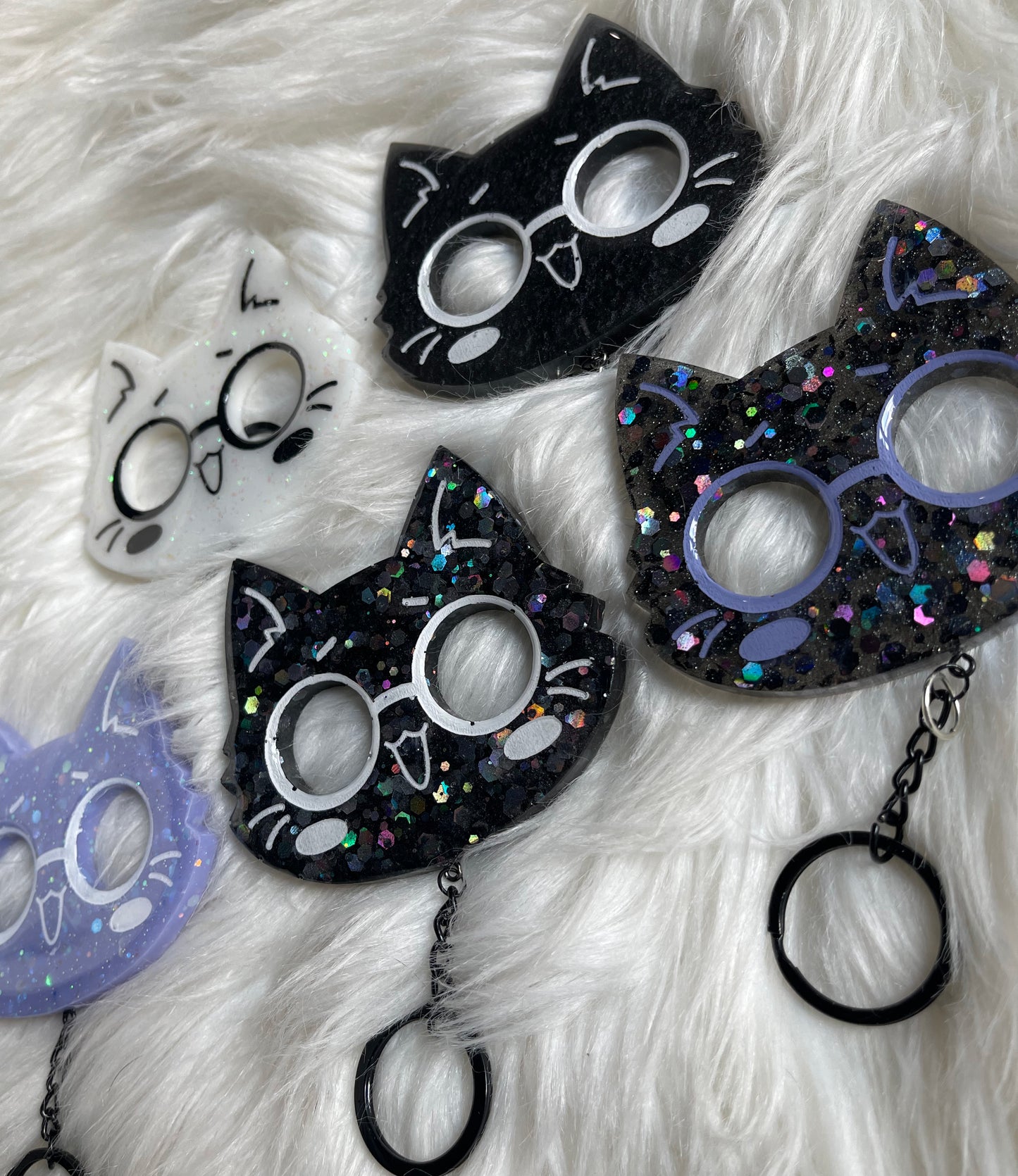 Handmade Personal Defense Resin Keychain Custom Gojo Sensei Cat Character
