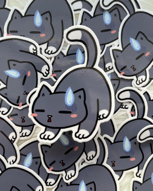 Heavy Sigh Grey Kitty Vinyl Sticker