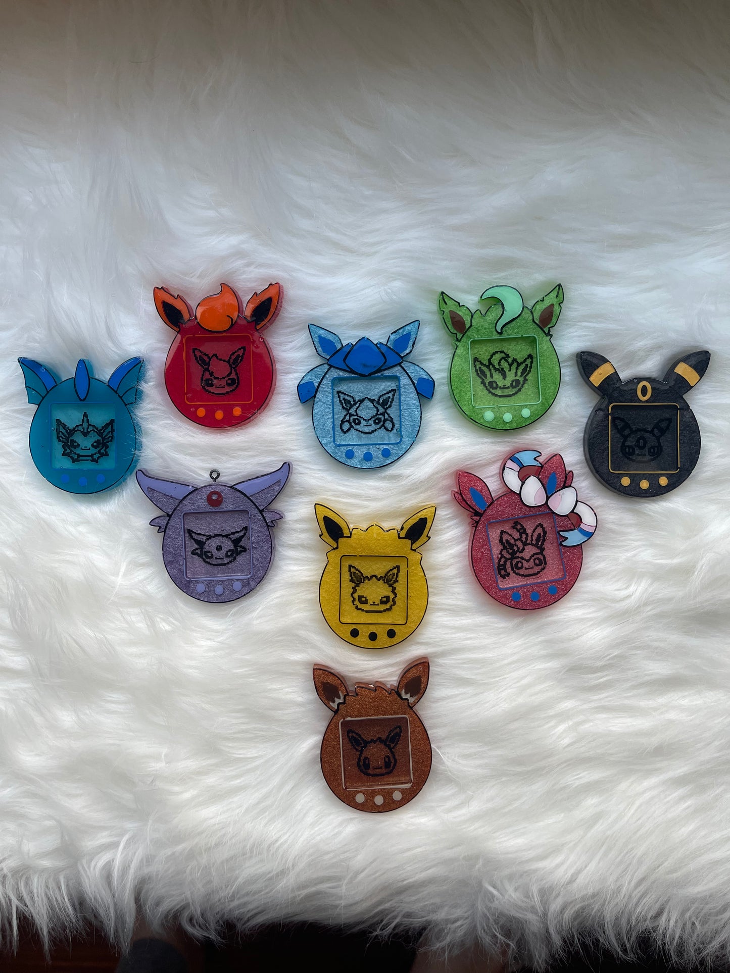 Kawaii Gamer Tamagotchi Retro Pixel Eeveelution Handmade Resin Keychain