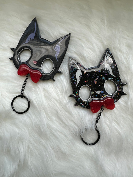 Adorable Kitty Jiji Red Bow Resin Handmade Keychain