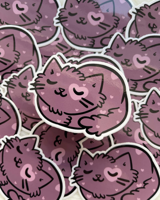 Sleepy Chunky Cuddle Cat Vinyl Sticker