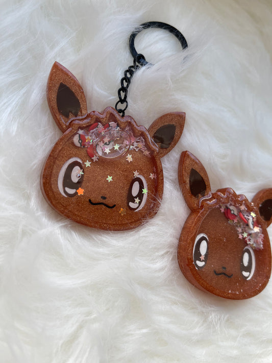 Star Shaker Resin Cute Eevee Keychain