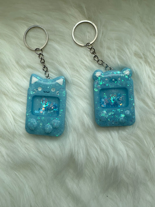 Kawaii Cat or Bear Gamer Shaker Handmade Keychain