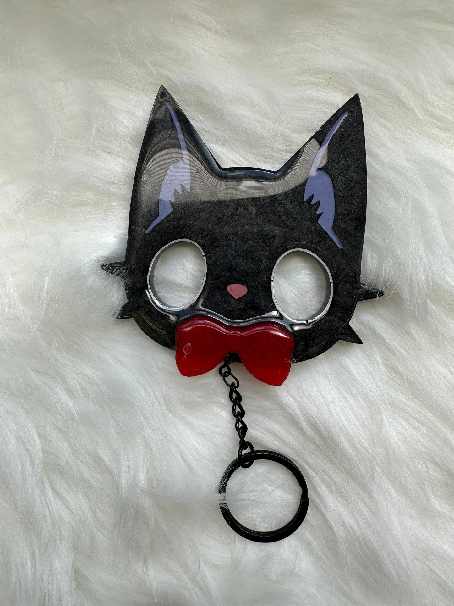 Adorable Kitty Jiji Red Bow Resin Handmade Keychain