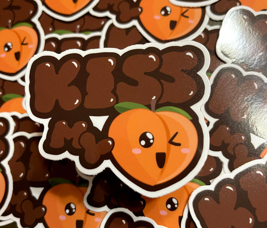 Kiss My Peach Vinyl Sticker