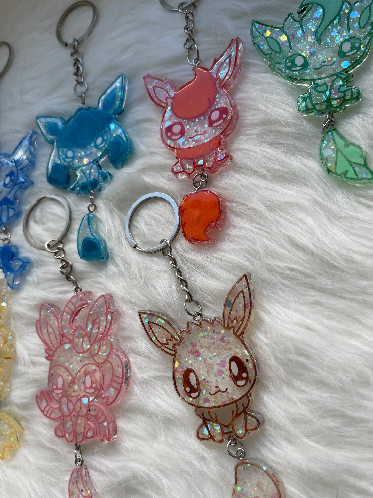 Shiny Evolved Adorable Handmade Eeveelution Resin Keychains