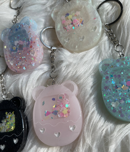 Kawaii Old School Tamagotchi Resin Shaker Keychain